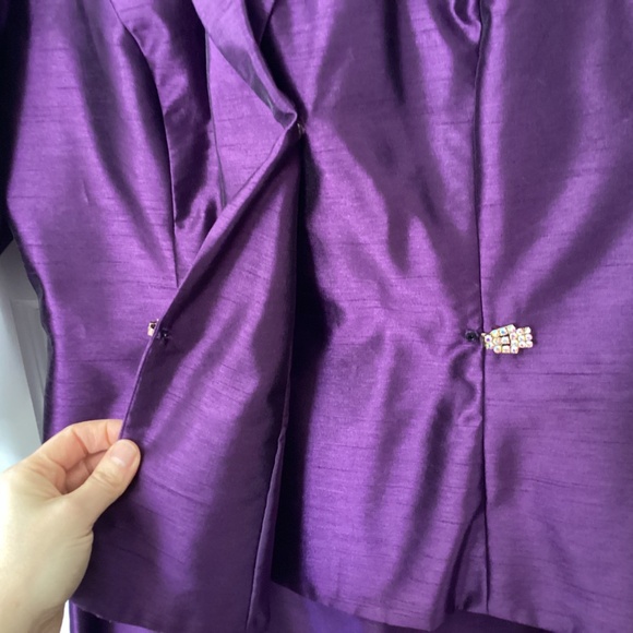 Alex Evenings women's Petite 10 Purple formal Long skirt suit Rhinestone Clasp - Picture 8 of 12